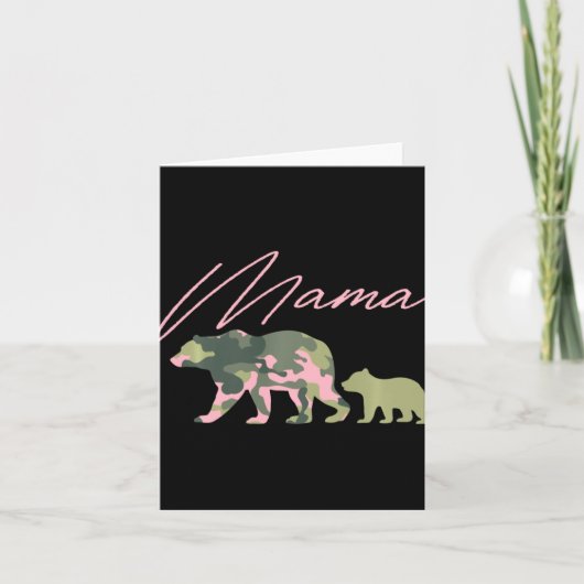 Camo Mama Bear Shirt, Mama Bear And Cub, Mom Of 1, Kaart (Voorkant)