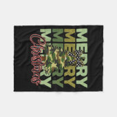 Camo Merry Christmas Camouflage Christmas Tree Coq Fleece Deken (Voorkant (Horizontaal))