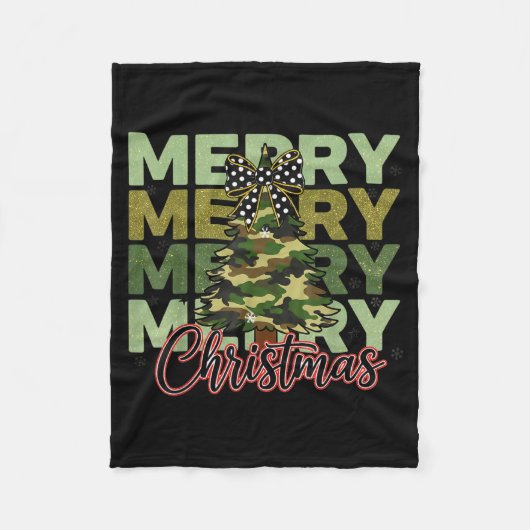 Camo Merry Christmas Camouflage Christmas Tree Coq Fleece Deken (Voorkant)