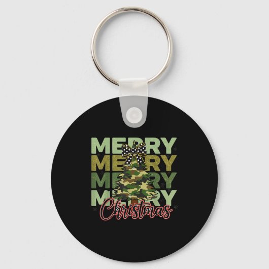 Camo Merry Christmas Camouflage Christmas Tree Coq Sleutelhanger (Voorkant)