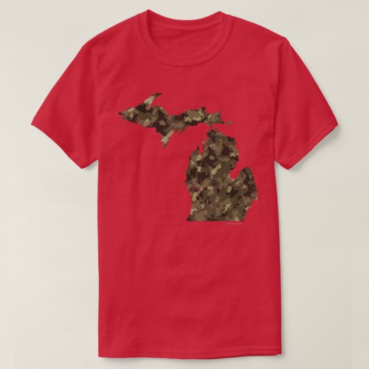Camo Michigan State Map Detroit Mitten T-shirt (Design voorkant)