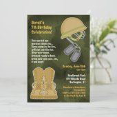 Camo Militaire Verjaardag Flat Uitnodiging (Staand voorkant)