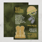 Camo Militaire Verjaardag Flat Uitnodiging (Voorkant / Achterkant)