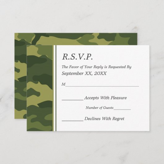 Camo Militaire Weddenschap RSVP (Voorkant / Achterkant)