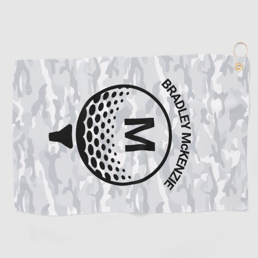 Camo Monogram Golfer Naam Golfhanddoek (Horizontaal)