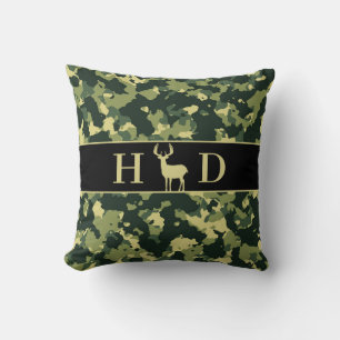 Camo-monogram voor jacht op bokherten kussen