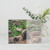 Camo Moose Hunting Theme Wedding Invitations Kaart (Staand voorkant)