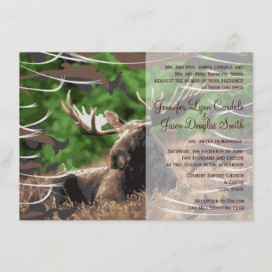 Camo Moose Hunting Theme Wedding Invitations Kaart