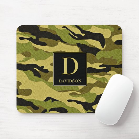 Camo Mousepad met Initiaal Monogram Camouflage Muismat (Met muis)