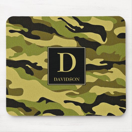 Camo Mousepad met Initiaal Monogram Camouflage Muismat (Voorkant)
