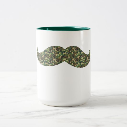 Camo Mustache mok grappige zwarte snor (Center)