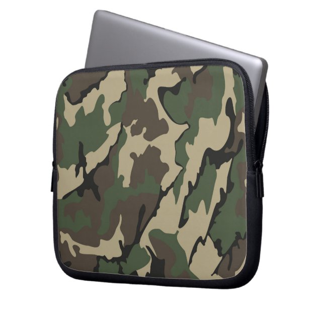 Camo Neopreen Laptop 10 inch Sleeve (Voorkant Links)