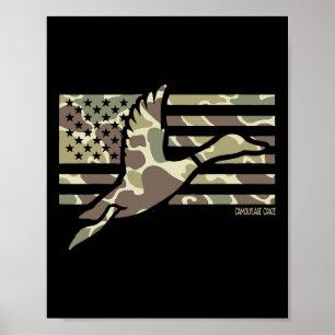 Camo Patriotic Mallard Duck Camouflage Vliegende E Poster