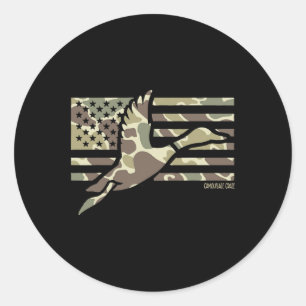 Camo Patriotic Mallard Duck Camouflage Vliegende E Ronde Sticker