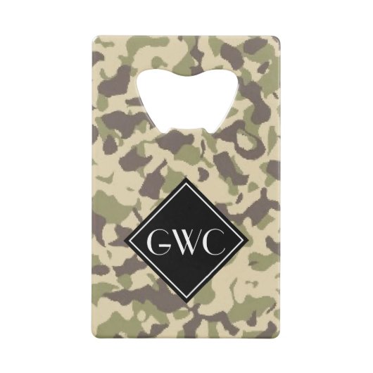 Camo Patroon Aangepast Monogram Creditkaart Flessenopener (Achterkant)