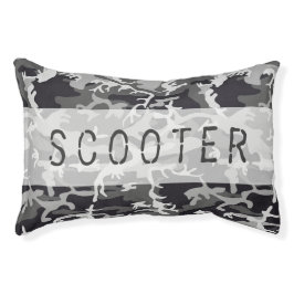 Camo Patroon Aangepaste Naam Zwart & Wit Jacht Hondenbed