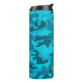 Camo Patroon Naam Sport Kleurrijk Blauw Plezier Thermosbeker (Gedraaid links)