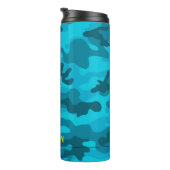 Camo Patroon Naam Sport Kleurrijk Blauw Plezier Thermosbeker (Geroteerd rechts)