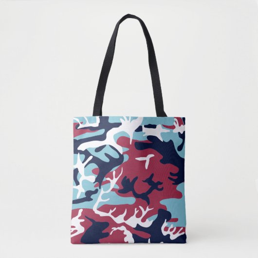 Camo Pattern - Burgundy Navy Blue White Tote Bag (Voorkant)