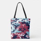 Camo Pattern - Burgundy Navy Blue White Tote Bag (Achterkant)