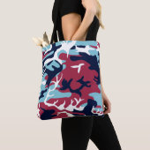 Camo Pattern - Burgundy Navy Blue White Tote Bag (Dichtbij)