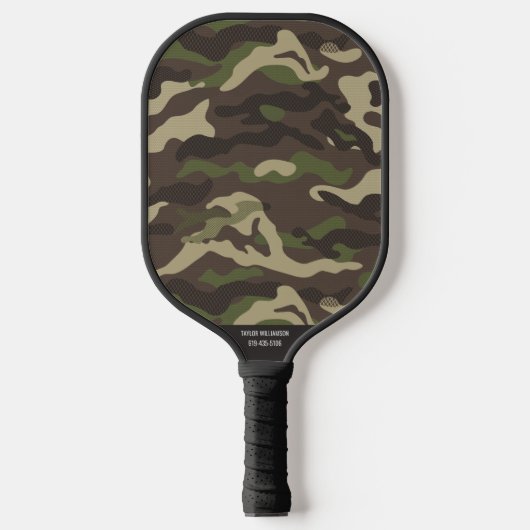 Camo Pattern Cool Camouflage - aangepaste tekstnaa Pickleball Paddle (Voorkant)