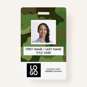 Camo Pattern Custom Employee Photo Name Badge
