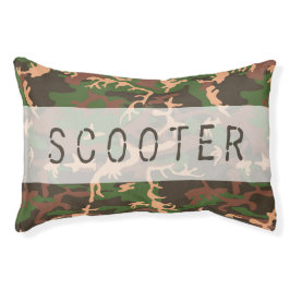 Camo Pattern Custom Name Rustic Woodland Hunting Hondenbed