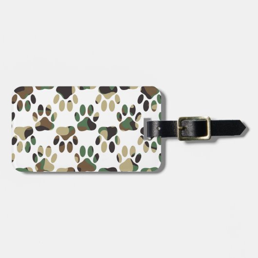 Camo Pattern Dog Paw Print Bagagelabel (Voorkant horizontaal)