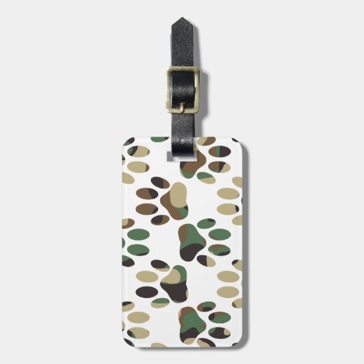 Camo Pattern Dog Paw Print Bagagelabel (Voorkant verticaal)
