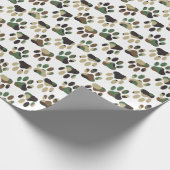 Camo Pattern Dog Paw Print Cadeaupapier (Hoek)