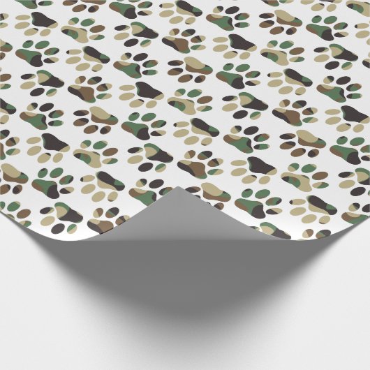 Camo Pattern Dog Paw Print Cadeaupapier (Hoek)