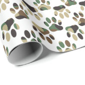Camo Pattern Dog Paw Print Cadeaupapier (Rol Hoek)