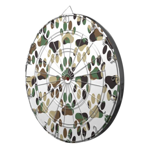 Camo Pattern Dog Paw Print Dartbord (Voorkant Rechts)