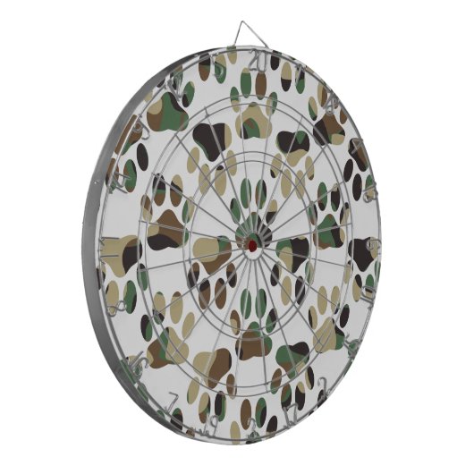 Camo Pattern Dog Paw Print Dartbord (Voorkant Links)