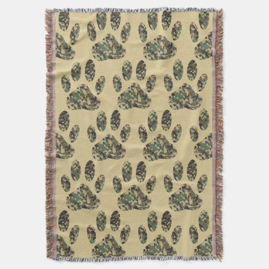 Camo Pattern Dog Paw Print Deken (Voorkant Verticaal)