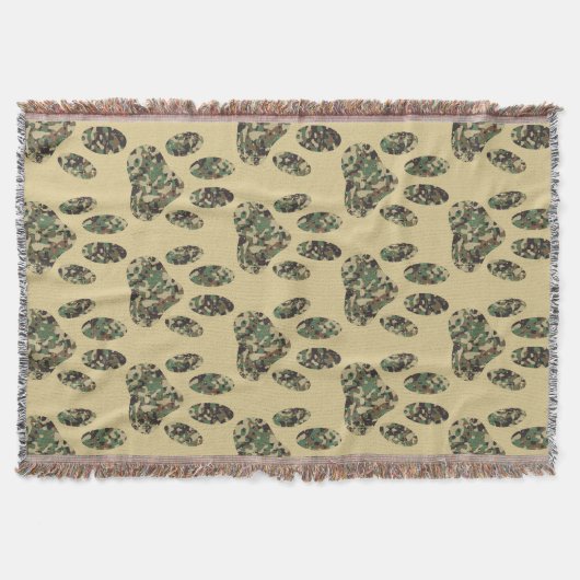 Camo Pattern Dog Paw Print Deken (Voorkant)