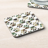 Camo Pattern Dog Paw Print Drankjes Onderzetter (Linkerzijde)
