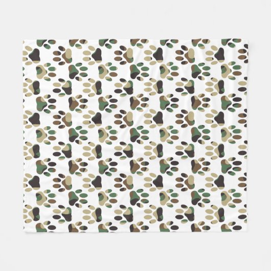 Camo Pattern Dog Paw Print Fleece Deken (Voorkant (Horizontaal))