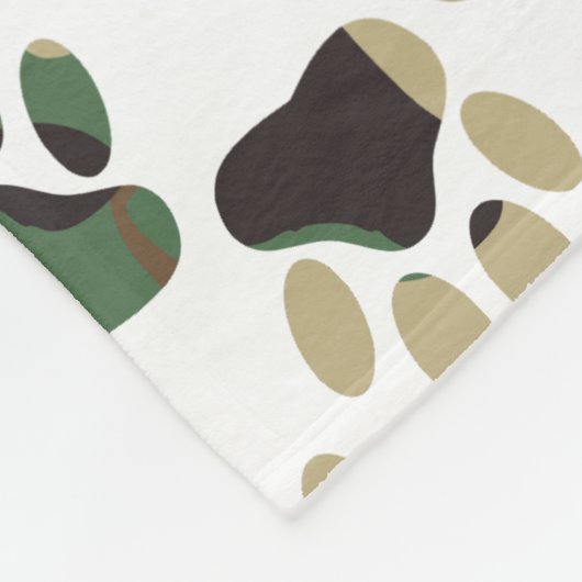 Camo Pattern Dog Paw Print Fleece Deken (Hoek)