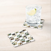 Camo Pattern Dog Paw Print Kartonnen Onderzetters (Insitu)