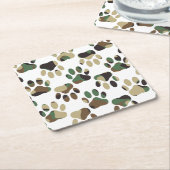 Camo Pattern Dog Paw Print Kartonnen Onderzetters (Schuin)