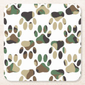 Camo Pattern Dog Paw Print Kartonnen Onderzetters (Voorkant)