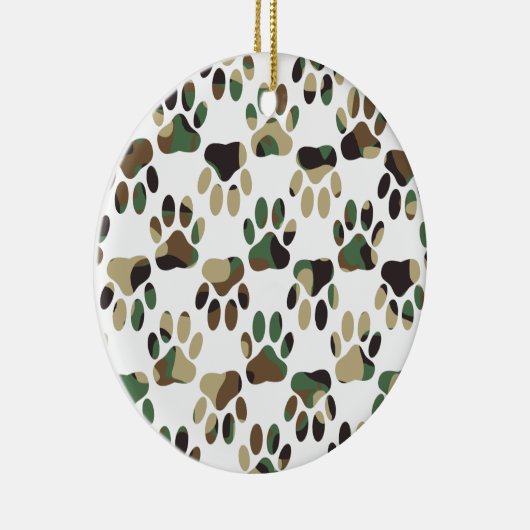 Camo Pattern Dog Paw Print Keramisch Ornament (Rechts)