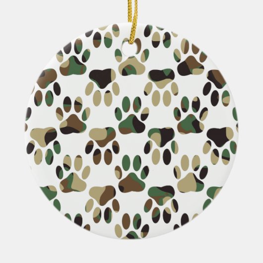 Camo Pattern Dog Paw Print Keramisch Ornament (Voorkant)