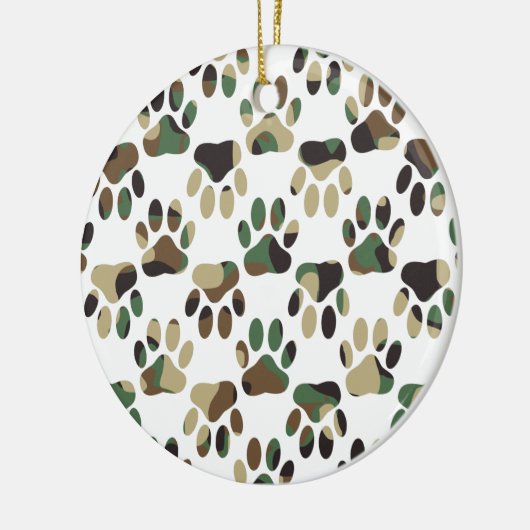 Camo Pattern Dog Paw Print Keramisch Ornament (Links)