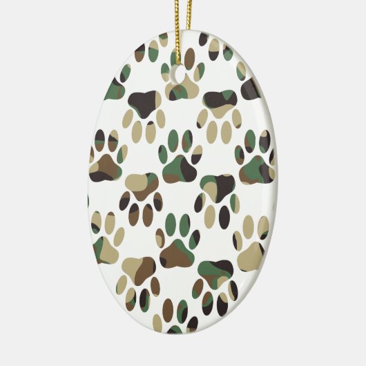 Camo Pattern Dog Paw Print Keramisch Ornament (Links)