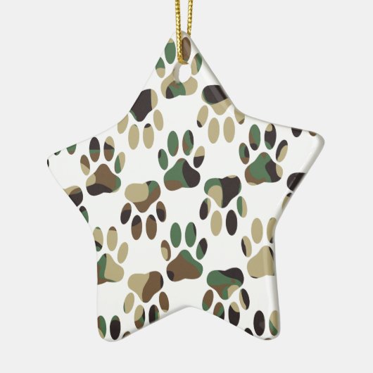 Camo Pattern Dog Paw Print Keramisch Ornament (Links)