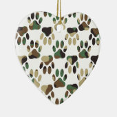 Camo Pattern Dog Paw Print Keramisch Ornament (Rechts)