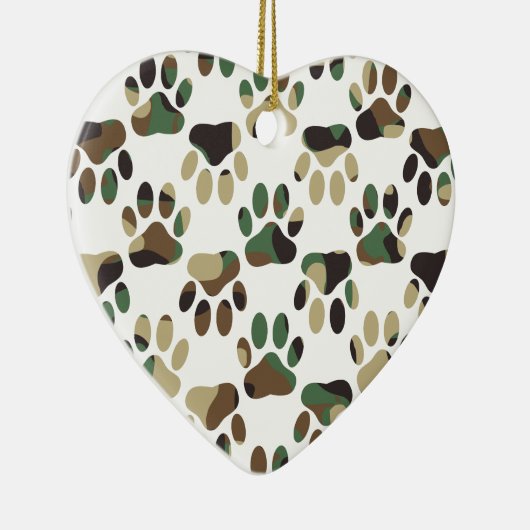 Camo Pattern Dog Paw Print Keramisch Ornament (Rechts)